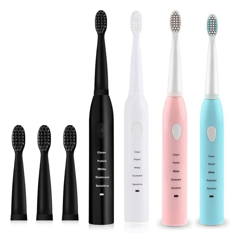 Cepillo de dientes eléctrico Ultra sónico para adultos, carga USB recargable con cepillo de dientes, lavable, para blanqueamiento de dientes