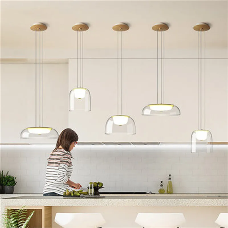 

Postmodern restaurant glass LED Pendant lamp creative bowl design bedroom coffee shop decoration suspension light fixtures