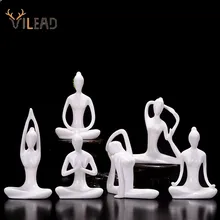 VILEAD-figuras de Yoga de cerámica de arte abstracto, estatua de Yog de porcelana, accesorios de decoración del hogar, adorno de colección de escritorio de oficina