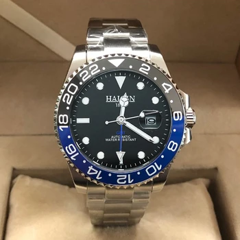 

2020 GMT Automaitc Fashion Men's Watches Top Luxury Brand Mechanical Wristwatch HAIQIN Clock pagani design Multiple time zones