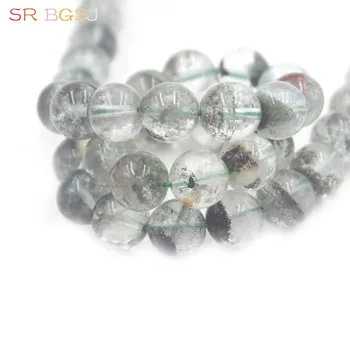 

Free Shipping 6 8 10 12mm Natural Gemstone Stone Round Jewelry Making Genuine Green Phantom Quartz Loose Beads 15"