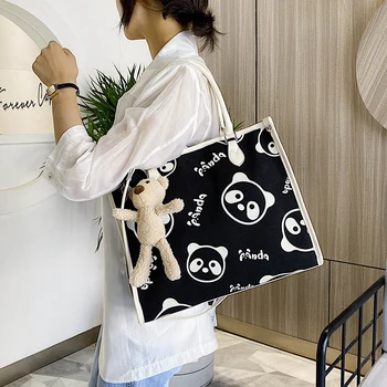 

Large Capacity Tote Bags For Women 2020 Panda Handbag Shoulder Bag Fashion PrintTorebka Femme Travel Bag Party for Girl Bags