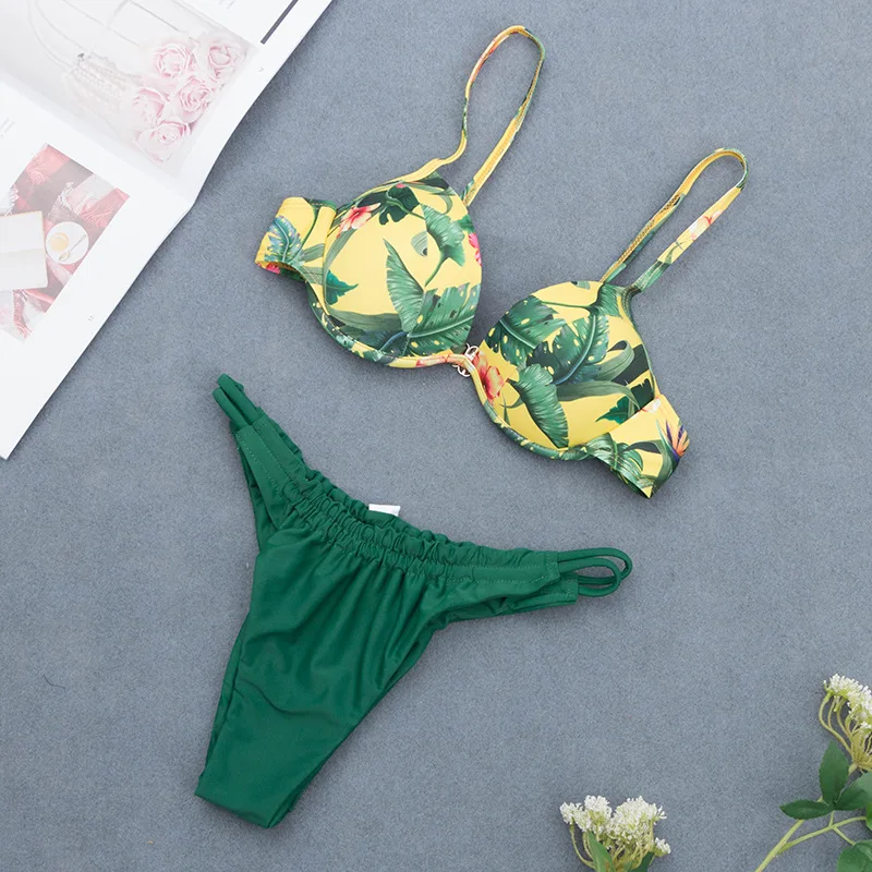 

2019 New Style Bathing Suit Women's Europe And America Split Type Bikini Hard Bag Printed Bikini AliExpress Hot Selling