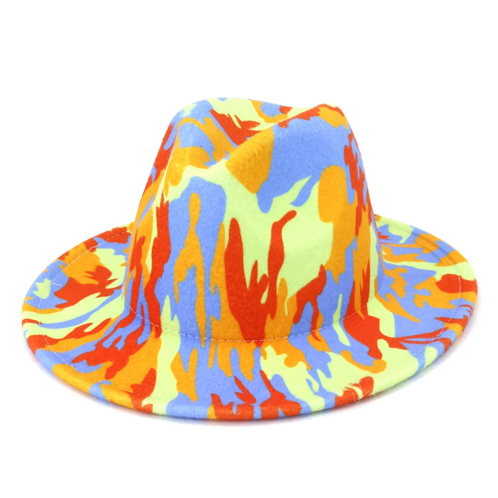 Hat fedora hat tie dyed Panama felt hat for women jazz hat church hat top cap british women fedoras hats for men шляпа женская tan fedora hat