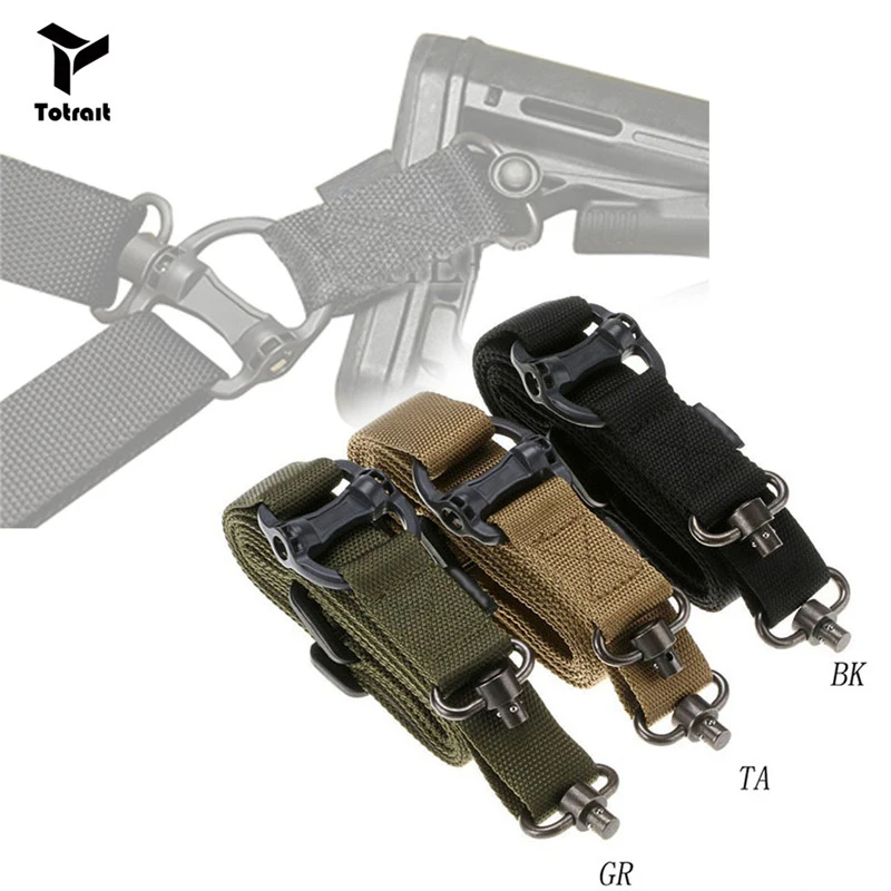 

MS4 Tactical 2 Single Point Gun Sling Quick Detach QD Swivel Dual Rifle Sling Bungee Strap Safety Nylon Belt Rope with Metal