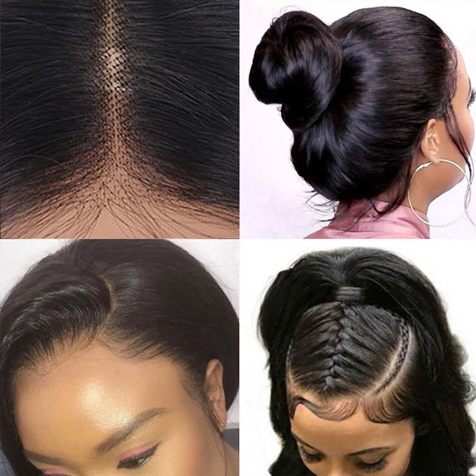 HairUGo 4 * 4 Brazilian Lace Closure Wig 100% Human Hair Wigs For Black Women Non-Remy Hair Lace Straight Wigs With Baby Hair