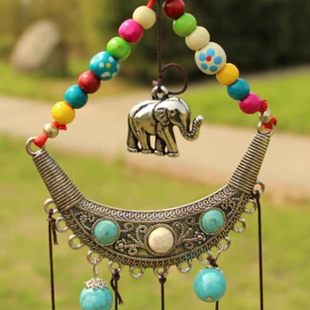 

Folk-custom Style Hanging Wind Chimes Pleasing Ringing Garden Chinese Knot Elephant Copper Bells Garden Yard Decor