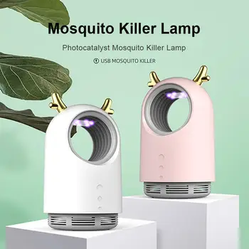 

New 220v Led Anti Mosquito Repellent Usb Home Cartoon Mosquito Photocatalyst Killer Lamp Desktop Antlers Inhalation Physica V7Z3