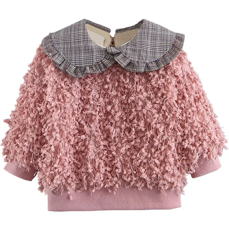 CYSINCOS/Детские свитера; бархатный свитер для маленьких девочек; коллекция года; свитера для девочек; Однотонный розовый свитер; Новая Осенняя хлопковая одежда для детей