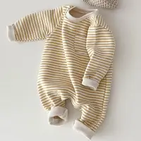 Newborn Baby Striped Romper Spring Infant Boys Girls Casual Jumpsuit Toddler Kids Fleece One-piece Babies Warm Winter Clothes 3