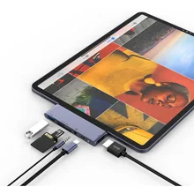 USB C Hub for iPad Pro 2018 6 in 1 Type C Adapter with 4K HDMI PD Charging USB 3 0 3 5mm Headphone Jack and SD TF Card Reade