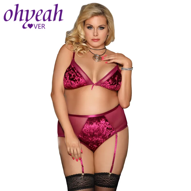 Ohyeahlover Для женщин бархатное нижнее белье сексуальное комплект нижнего белья