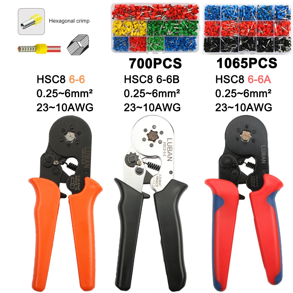HSC8 6-6B HSC8 6-6A мини-тип саморегулируемые обжимные плоскогубцы 0,25-6 мм терминалы обжимные инструменты мульти HSC8 6-6