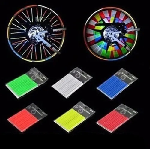 

Reflective sticker Spoke Ring Highway Mountain Bicycle Steel Wire Card Warning Bar Color Card safe Reflective tivewheel sticker