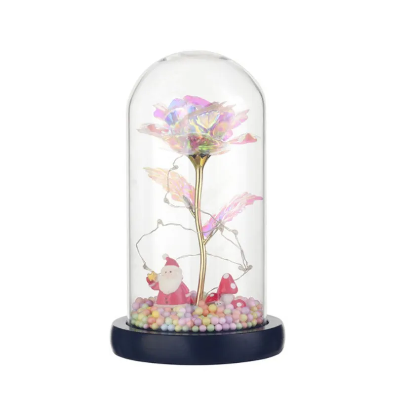 Bellezza e la Bestia Rosa Rossa in una Cupola di Vetro su una Base Di Legno per I Regali di san valentino - Цвет: C