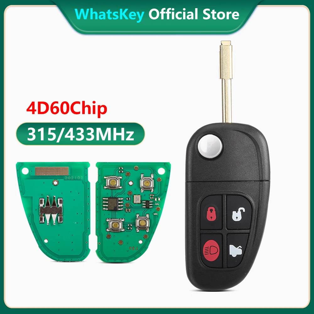 WhatsKey 4 Bottons Flip Folding Car Remote key Replacement 315/433mhz 4D60 chip For Jaguar X-Type S-Type XJ XJR Uncut FO21 blade bilchave стайлинг дистанционный ключ брелок от машины силиконовый чехол крышка протектор подходит для jaguar xf xk xkr x type s type 5 кнопок smart key