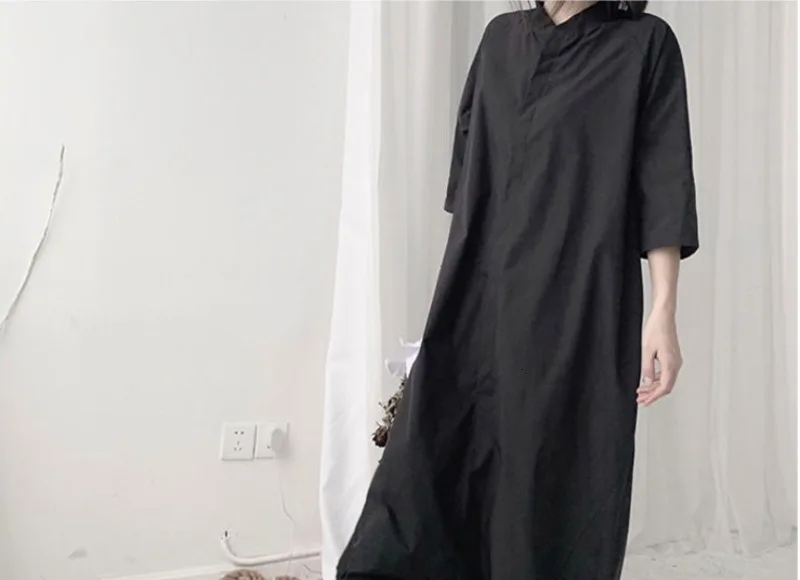 [EAM] Loose Fit Women Black Long Wide Leg Jumpsuit New High Waist Pocket Stitch Pants Fashion Tide Spring Autumn 2020 19A-a632