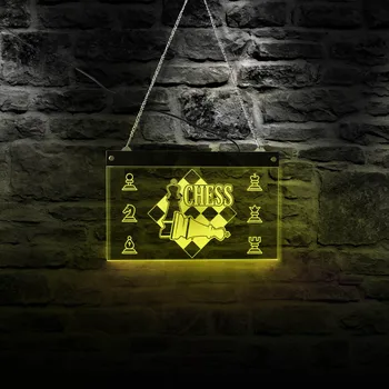 

International Chess Plaque Electric Display Lighting Board Chess Pieces Board Game Custom LED Neon Sign Chess Master Gift