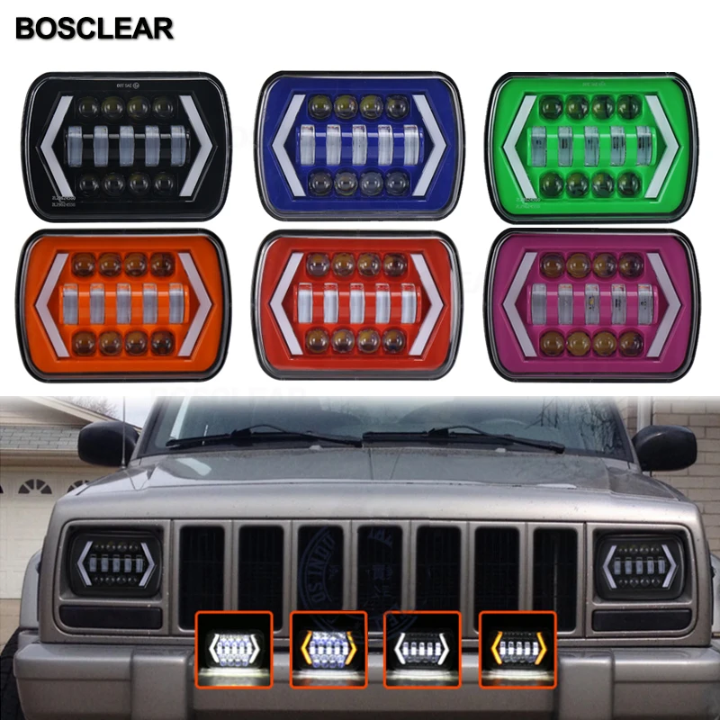 Передняя фара 7X6 5X7 дюймов для Jeep Cherokee XJ 1984-2001 квадратная светодиодная Wrangler YJ 1986-1995