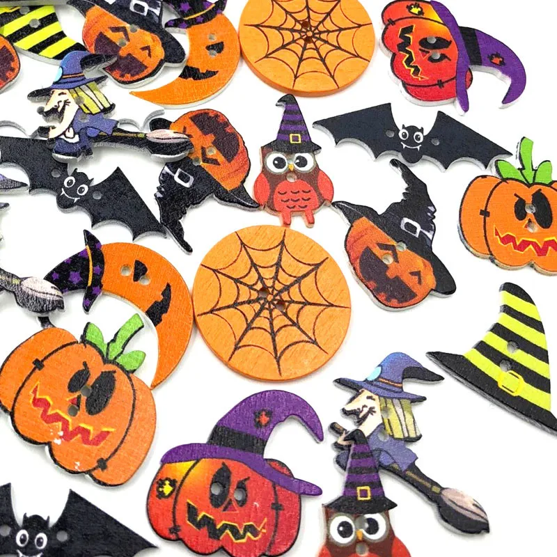 

25pcs Mix Wooden Halloween Buttons Lot Craft/Kids Sewing Embellishment WB468