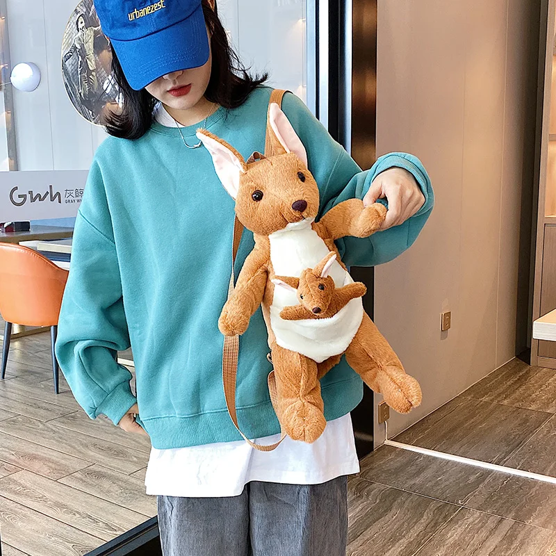 Candice guo, милый плюшевый рюкзак для мамы и сына с мультяшным животным кенгуру, Детская сумка через плечо, посылка, подарок для девочки, 1 шт