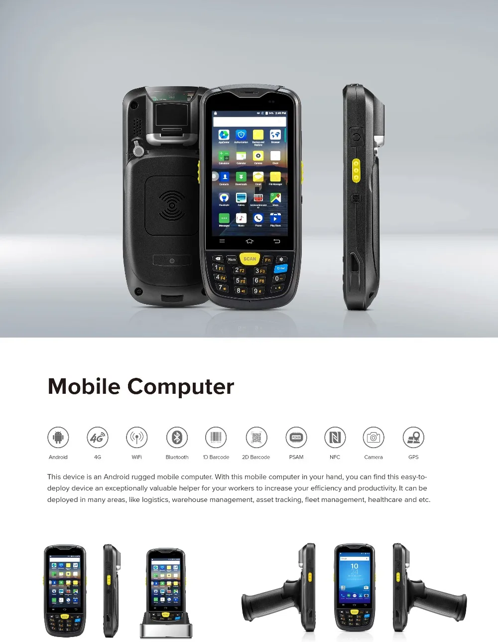 Android 6,0 прочный КПК 4G ручной терпинал POS 1D 2D NFC, rfid-считыватель Беспроводной штрих-кодов Сканер WIFI Bluetooth gps сборщик данных