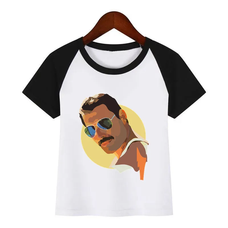 FREDDIE MERCURY/топ в стиле тяжелой рок, коллекция 100 года, футболка с принтом королевы детские летние топы с круглым вырезом, футболка для маленьких девочек повседневная детская одежда - Цвет: K105M