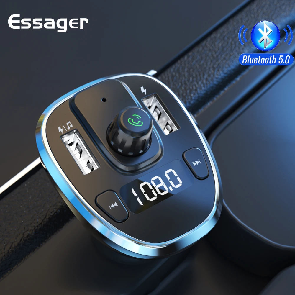 Автомобильное зарядное устройство Essager USB для iPhone Bluetooth 5,0 автомобильный комплект громкой связи fm-передатчик аудио MP3 TF карта плеер автомобильное зарядное устройство для телефона