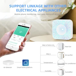 Tuya – détecteur intelligent de dioxyde de carbone, wi fi, 6 en 1, pm 2.5, détecteur de température et d'humidité de l'air 