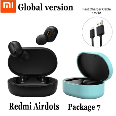 Оригинальные беспроводные bluetooth-наушники Xiaomi Redmi Airdots TWS с голосовым управлением, стерео басы, Bluetooth 5,0, наушники с шумоподавлением - Цвет: Global add Set 7