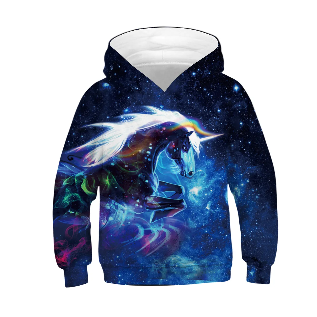 Kids Hoodies Teen Girls Boys Clothes Wolf Fox Lion King 3D Animal Digital Print Children Sweatshirt Long Sleeve Hooded Girl Tops - Цвет: XT301-Blue