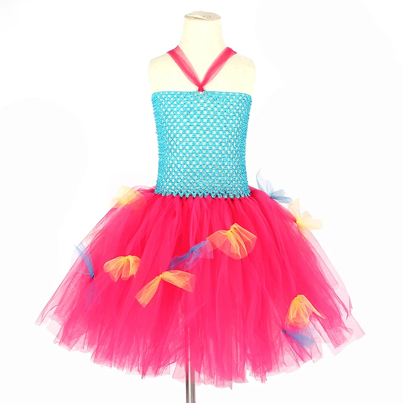 Bright Rainbow Fairy Girls Tutu Dress with Butterfly Wing Kid Pixie Party Halloween Birthday Costume Pageant Princess Dress