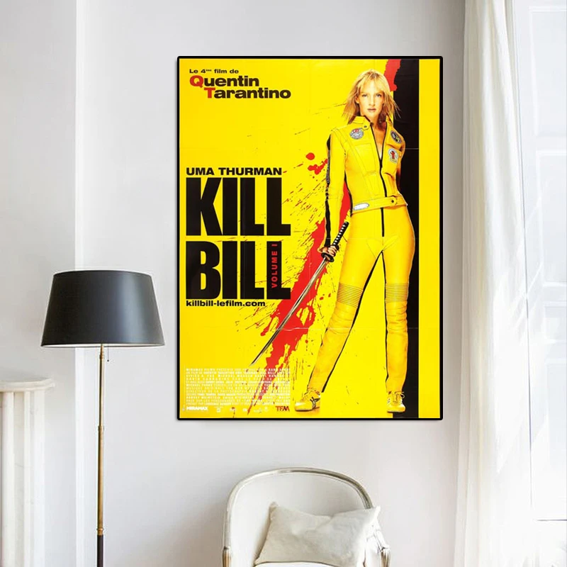 Kill Bill настенный киноплакат отпечатанная на холсте картина желтый цвет живопись для гостиной HD Печать на холсте декоративная картина без рамы