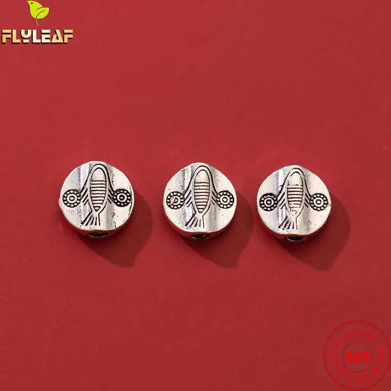

Thai Silver Fish Pattern Thick Wafer Spacer Beads DIY 925 Sterling Silver Charms Bracelet Necklace Vintage Jewelry Accessories