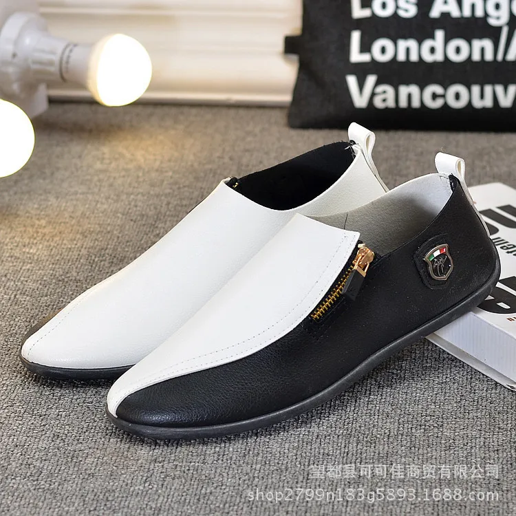 

2019 Autumn mens shoes leather loafers slip on flats New Korean Trend Joker Soft Flat Old Beijing Men's Shoes Yasilaiya