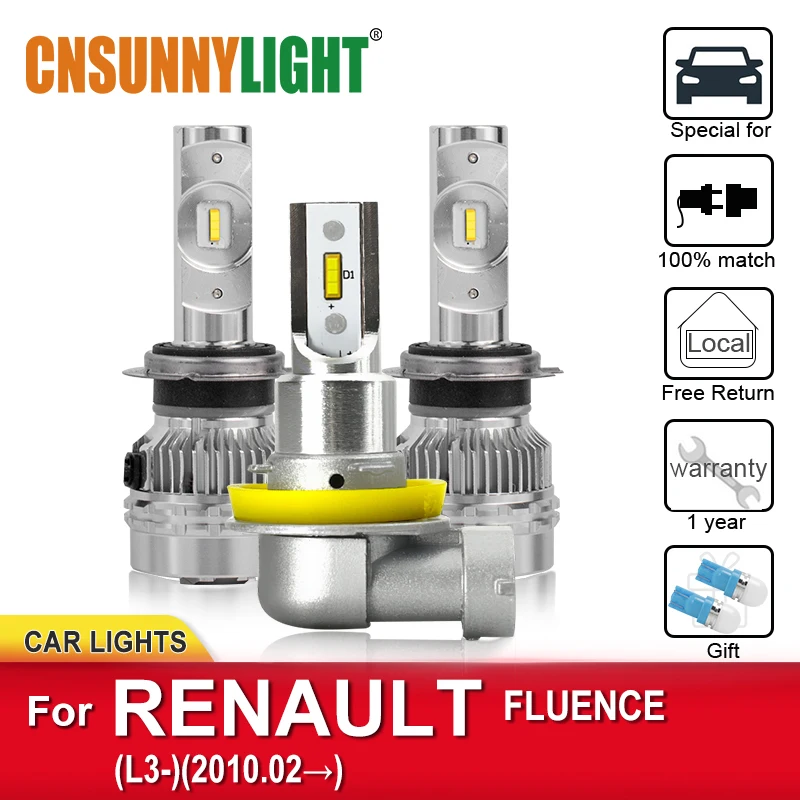 

CNSUNNYLIGHT Weatherproof Car LED Headlight Bulbs For RENAULT FLUENCE L3 From 2010 Foglamp Bulb Headlamp Plug and Play Car Lamps
