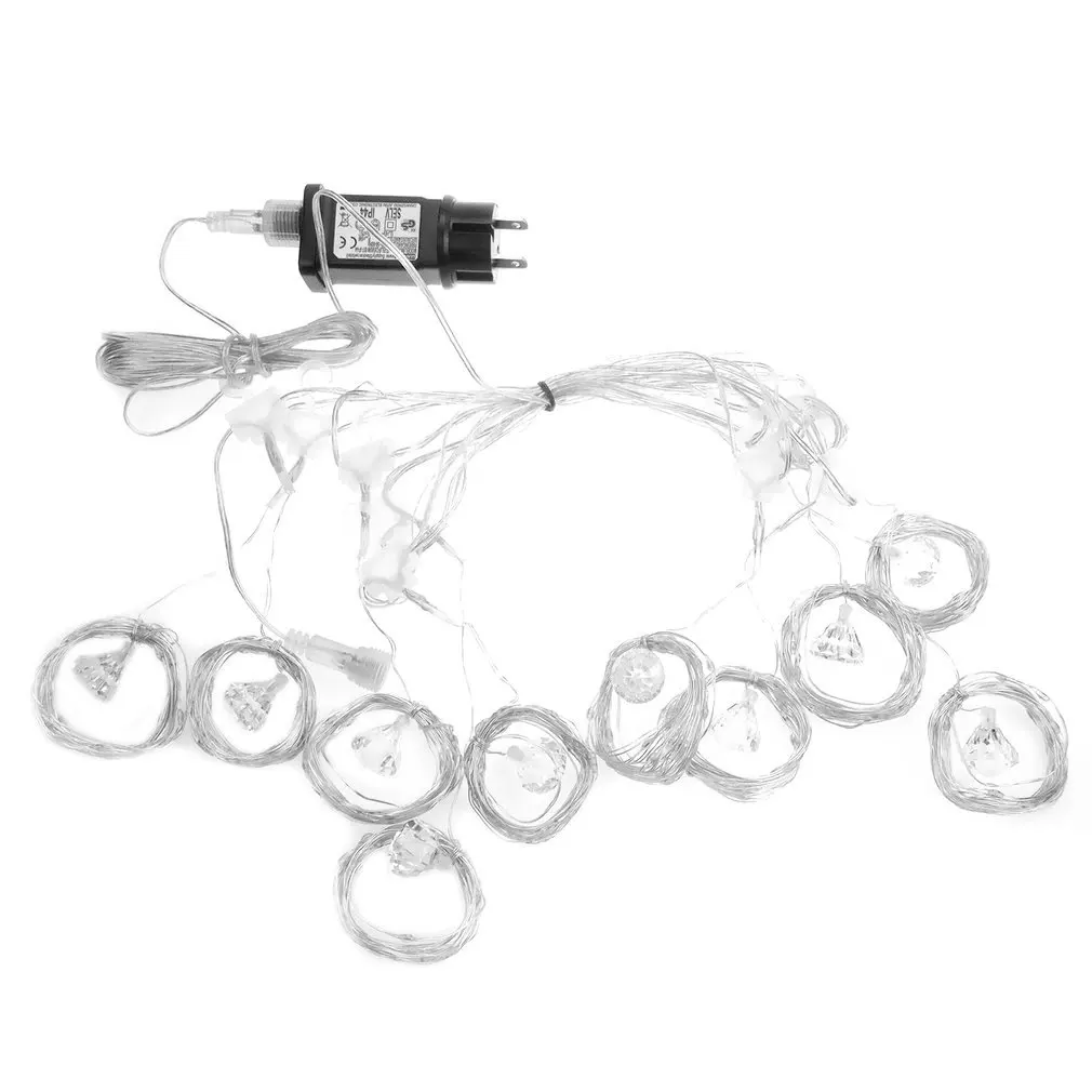 

3*3M 6V Low Voltage 300LED String Light Warm White Curtain Light With Diamond Shape Pendant And Remote Control