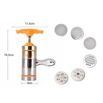 

7pcs/set Stainless Steel Fresh Pasta Noodle Maker Press Spaghetti Kitchen Machine 6 Mould Restaurant