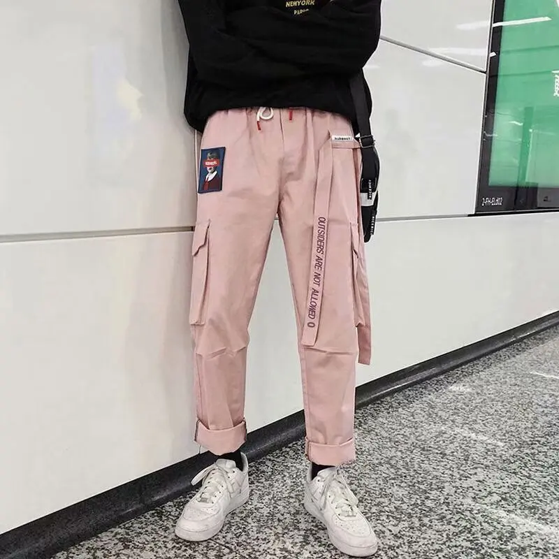 

2019 Japanese-style Bib Overall Men's Popular Brand Multi-pockets Loose And Plus-sized Casual Pants Harem Pants Capri Students'