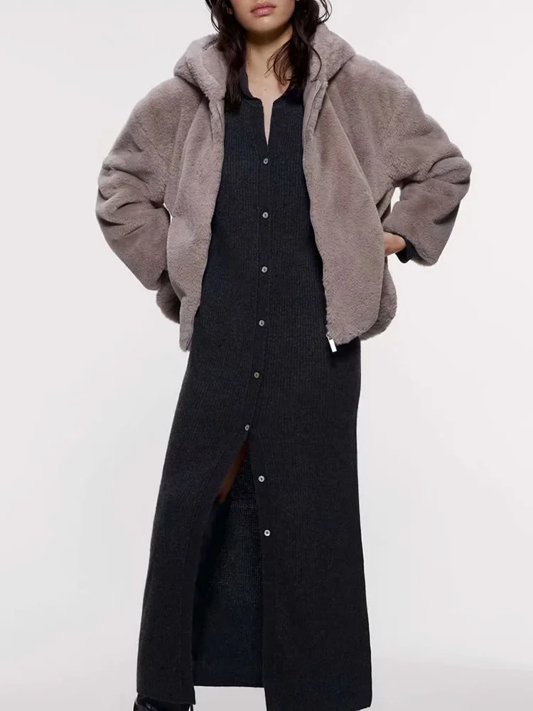 

Overplus of Goods Exported to Europe And US Women's 2019 Autumn And Winter New Style Hooded Long Sleeve Jacket Versatile Suede T