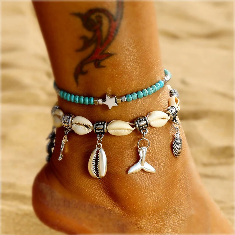 Bohemian Shell Anklets For Women Vintage Handmade Stone Beads Star Anklet Bracelet on Leg New Beach Barefoot Sandal Foot jewelry Bohemian Shell Anklets For Women Vintage Handmade Stone Beads Star Anklet Bracelet on Leg New Beach Barefoot Sandal Foot jewelry