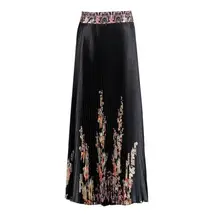 Женская юбка с высокой талией, плиссированная юбка с цветочным принтом, элегантная юбка