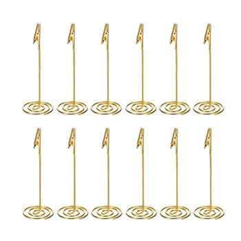 

4.5 Inch Place Card Holders,12Pcs Table Number Stand Table Card Holder Wire Table Picture Photo Holder with Heart Shape Menu Mem