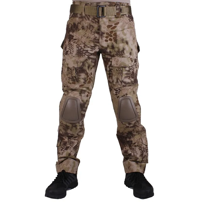 Tactical BDU Cargo Pants Kryptek Highlander Camo Combat Pants With Knee Pads Men Camo Airsoft Sniper Hiking Hunting Trousers