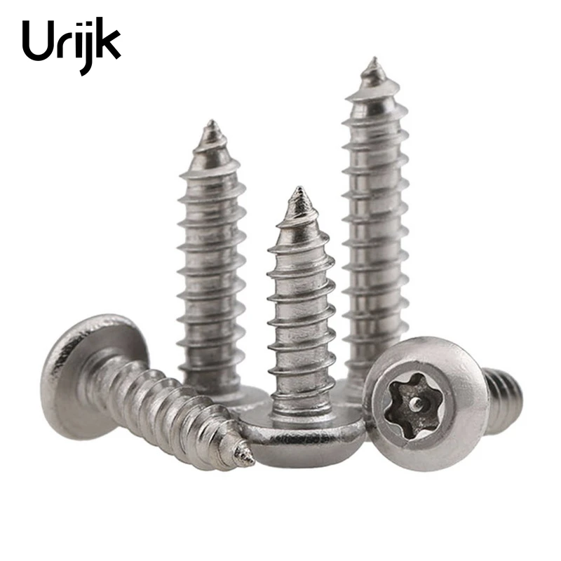 New 100pcs/Lot M2.9*6.5/9.5/13/16/19mm Stainless Steel Six-Lobe Black Torx Pan Round Head Self Tapping Screw Point CNC Screws |