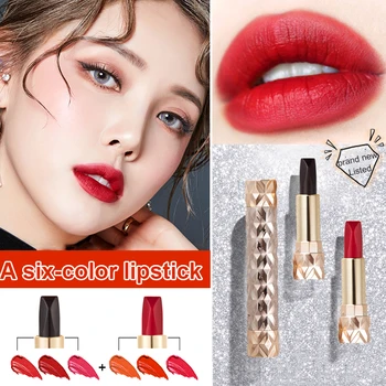 

New Double-headed Lipstick Six-color Matte Soft Lipstick Non-stick Cup Moisturizing Makeup Lasting 24 Hours Lipstick TSLM1