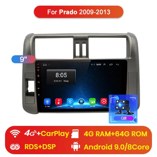 Junsun 2G+ 32G Android 8,1 для Toyota Land Cruiser Prado J150 2009-2013 авто 2 din автомагнитола стерео плеер gps навигация - Цвет: 4G (4GB 64GB)