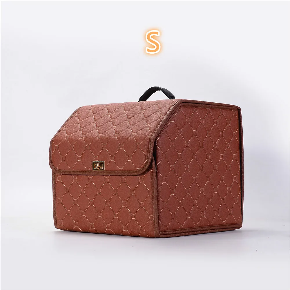 Автомобильный багаж для хранения и отделки в багажной сетке кожаный материал багажная клетка функция Универсальный Автомобильный интерьер украшения - Название цвета: brown S