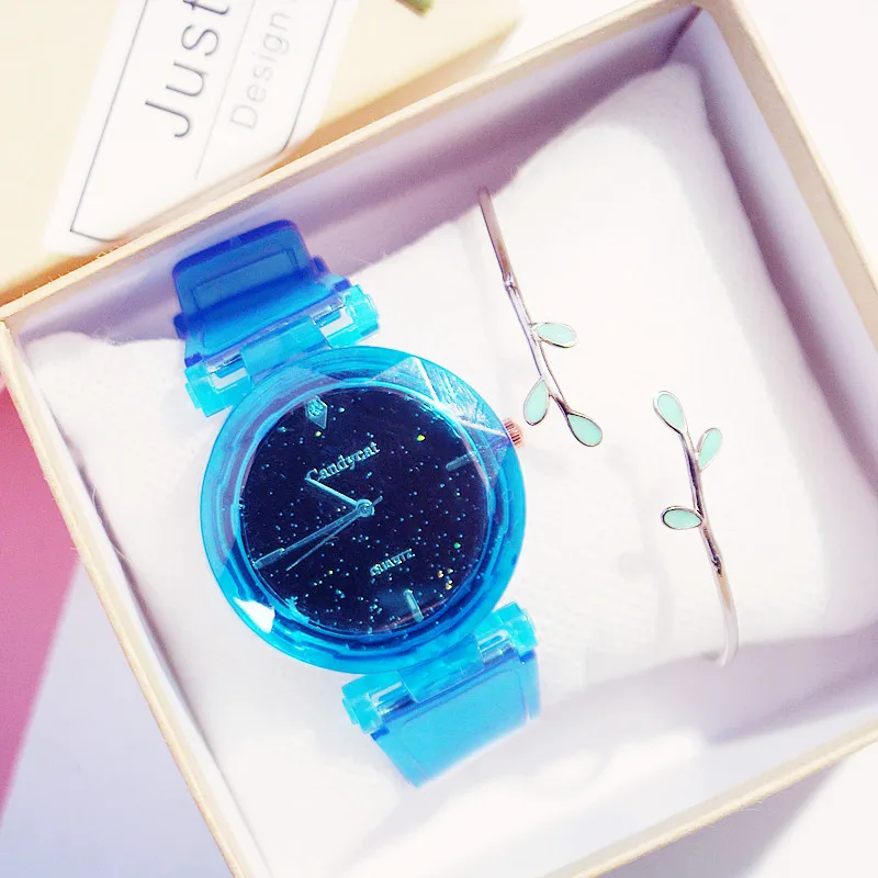Корейская версия простой тренд силиконовой звезды женский формы красочный источник часы для мальчика девочки дети партии подарок часы