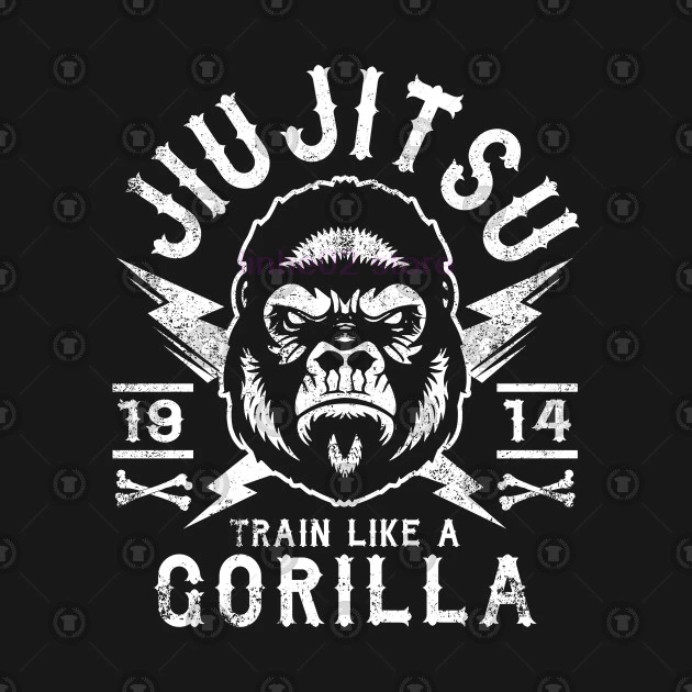 GILDAN JIU JITSU-TRAIN как футболка с гориллой Мужская в стиле хип-хоп коротким рукавом |